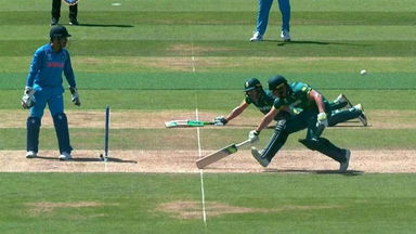 Two batsmen caught in one crease