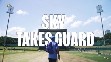 Captain Suryakumar Yadav takes guard