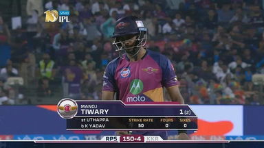M30: RPS vs KKR – Manoj Tiwary Wicket