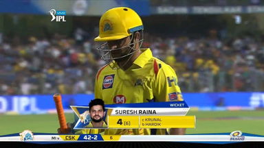 M01: MI vs CSK – Suresh Raina Wicket