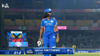 Wicket: Match 13, Delhi Capitals vs Mumbai Indians, WPL 2026: Hayley Matthews Wicket