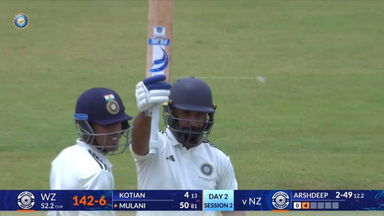 Duleep Trophy 2026 QF2, NZ vs WZ: Shams Mulani's fighting knock of 52(94)