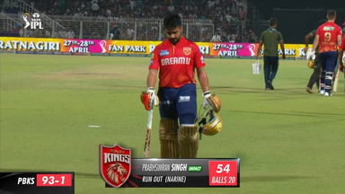 M42: KKR vs PBKS – Prabhsimran Singh Wicket