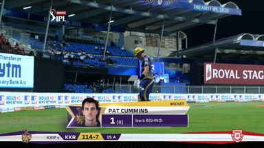 M46: KKR vs KXIP – Pat Cummins Wicket