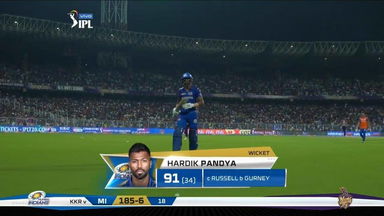 M47: KKR vs MI – Hardik Pandya Wicket