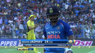 IND vs AUS 2017, 2nd ODI: Kedar Jadhav Wicket