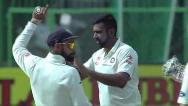 India VS NZ 2016, 1st Test day 4 - Martin Guptill Wicket