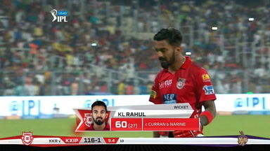 M18: KKR vs KXIP – KL Rahul Wicket
