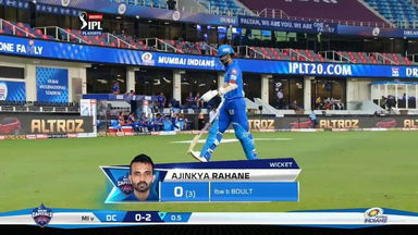 Q1: MI vs DC – Ajinkya Rahane Wicket