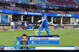 Q1: MI vs DC – Ajinkya Rahane Wicket