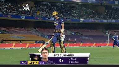 M56: MI vs KKR – Pat Cummins Wicket