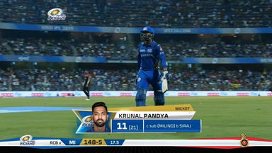 M31: MI vs RCB – Krunal Pandya Wicket