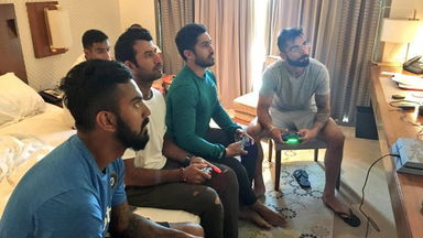 #TeamIndia cool off with a game of FIFA on their rest day in Chennai