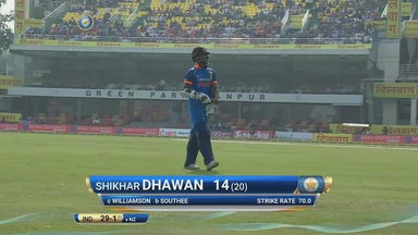 IND vs NZ 2017, 3rd ODI: Shikhar Dhawan Wicket