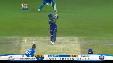 Q1: MI vs DC – Hardik Pandya Six