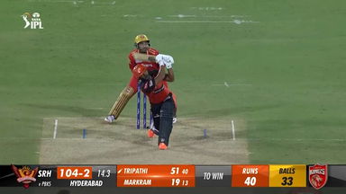 M14: SRH vs PBKS – Rahul Tripathi Six