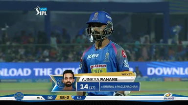 M21: RR vs MI – Ajinkya Rahane Wicket