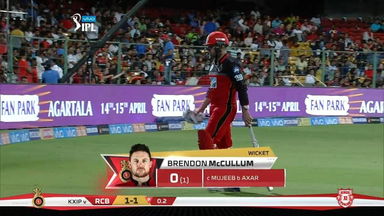 M08: RCB vs KXIP – Brendon McCullum Wicket