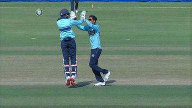 Shubham Sharma's double-wicket over against Pondicherry