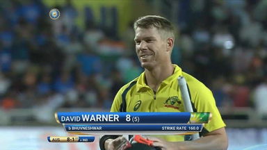 IND vs AUS 2017, 1st T20I: David Warner Wicket