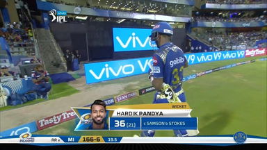 M47: MI vs RR – Hardik Pandya Wicket