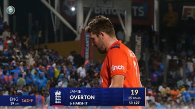 IND vs ENG 2025, 4th T20I: Jamie Overton Wicket