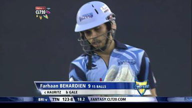CLT20 2013 M6: TTN vs BRI   –   Mathew Gale Four-Wicket Haul