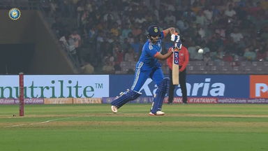 Off the mark in style: Shafali's cracking cover drive for four