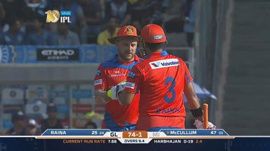 Brendon McCullum brings up his first half century this season