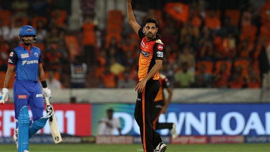SIX and OUT! Bhuvi's perfect comeback