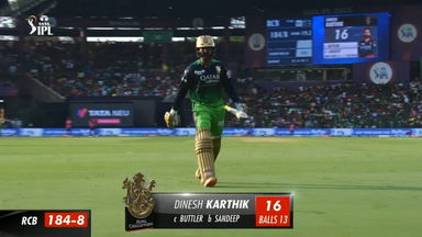 M32: RCB vs RR –  Dinesh Karthik  Wicket