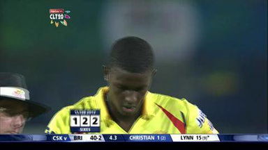 M13: CSK vs BRI –  Chris Lynn Six