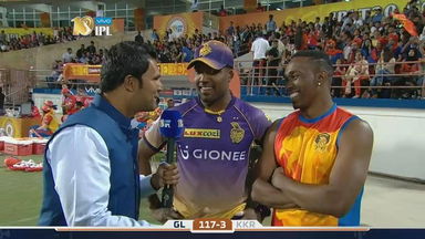 M3: GL vs KKR – On the sidelines – Dwayne Bravo & Darren Bravo