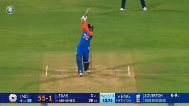 IND vs ENG 2025, 5th T20I: Abhishek Sharma Six