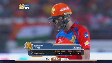 M26: GL vs KXIP – Andrew Tye Wicket