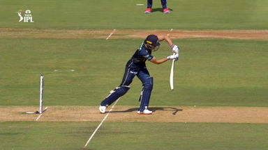 What Timing! Gill's forward push runs away for four