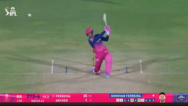 IPL 2026 M43: RR vs DC - Donovan Ferreira Six