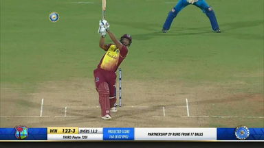 IND vs WI 2018, 3rd T20I: Nicolas Pooran Six