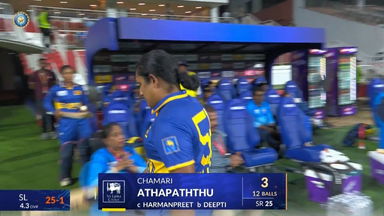 IND-W vs SL-W 2025, 3rd T20I: Chamari Athapaththu Wicket