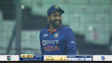 Superb leaping catch, courtesy captain Rohit