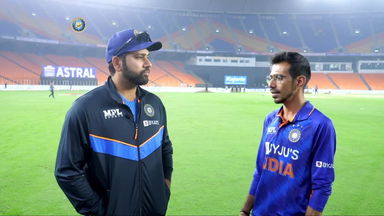 Captain Rohit Sharma in conversation with Milestone Man Chahal