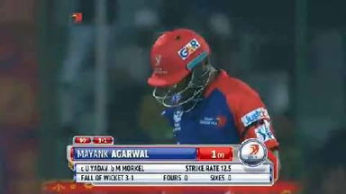 M17: DD vs KKR – Mayank Agarwal Wicket