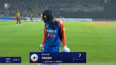 IND-W vs WI-W 2024, 2nd T20I: Radha Yadav Wicket