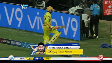 M56: CSK vs KXIP –  Harbhajan Singh Wicket