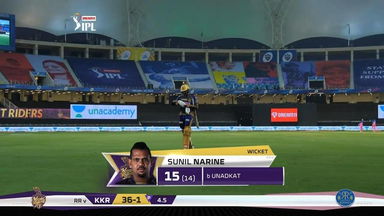 M12: RR vs KKR – Sunil Narine Wicket