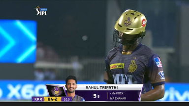 M05: KKR vs MI – Rahul Tripathi Wicket