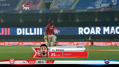 M02: DC vs KXIP – KL Rahul Wicket