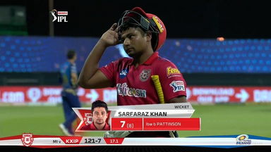 M13: KXIP vs MI – Sarfaraz Khan Wicket