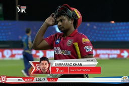 M13: KXIP vs MI – Sarfaraz Khan Wicket