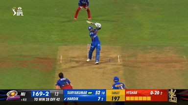 M25: MI vs RCB – Hardik Pandya Six